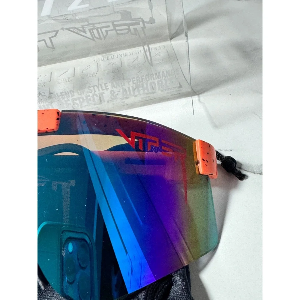 Pit Viper The Night Fall Polarized Sunglasses Orange Splatter Blue Lens Sport